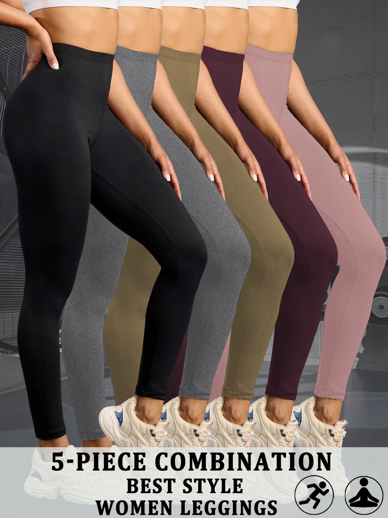 5 Pack Women's Super Soft Leggings High Elasticity No See Through Workout Yoga Running Athletic Push Up Gym Fitness Leggings