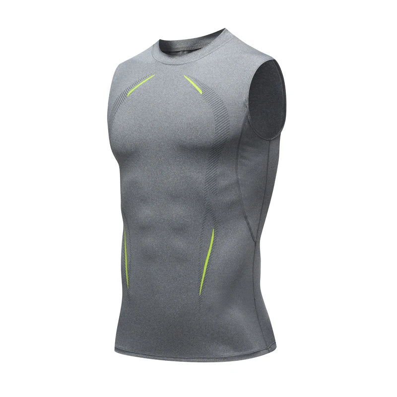 Compression Tank Top Men Running Gym Shirt Sleeveless Quick Dry Sportswear Male Fitness Bodybuilding Vest Workout Muscle Top