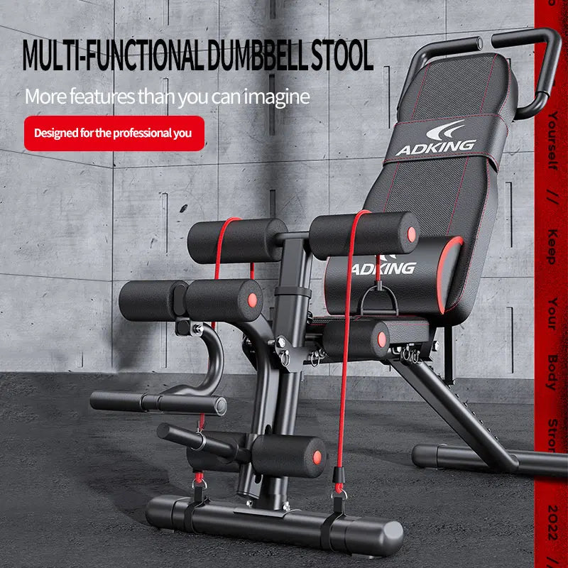 Dumbbell bench press home fitness chair, sit-up assist equipment, foldable multi-functional bench, with a load capacity of 800lb