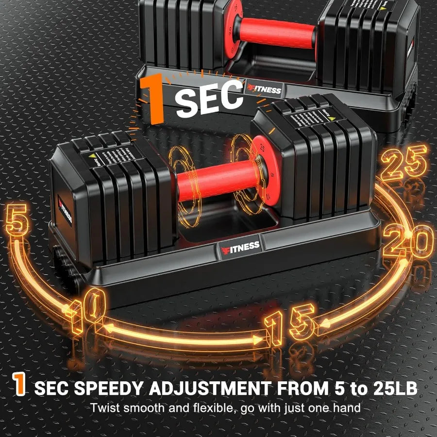 Adjustable Dumbbells 2 Pieces 1 Second Weight Dumbbells 5 in 1 Free Adjustable with Nonslip Textured Handle for Home Gym for Me