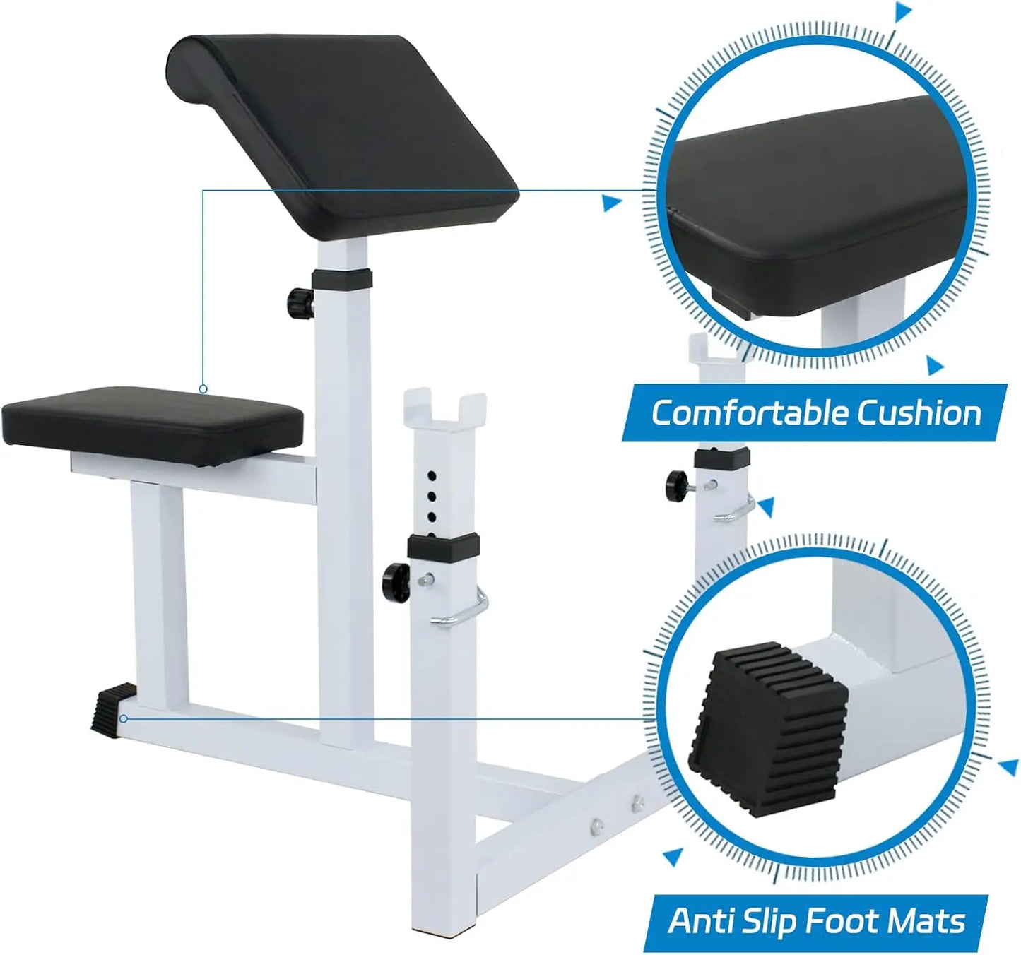 Preacher Curl Weight Bench Adjustable for Arm Curling Strength Training Isolated Barbell Dumbbell Bicep Tricep Muscle Seated Ben