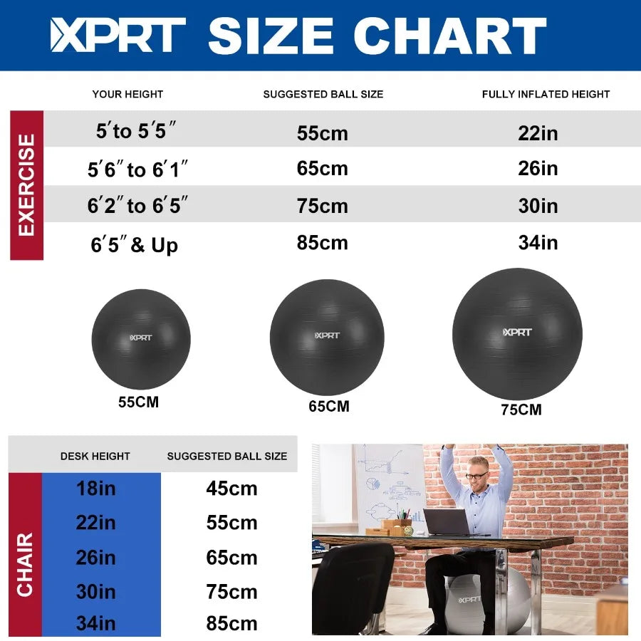 Exercise and Workout Ball Yoga Ball Chair Great for Fitness Balance and Stability Extra-Thick with Quick Pump 55 cm