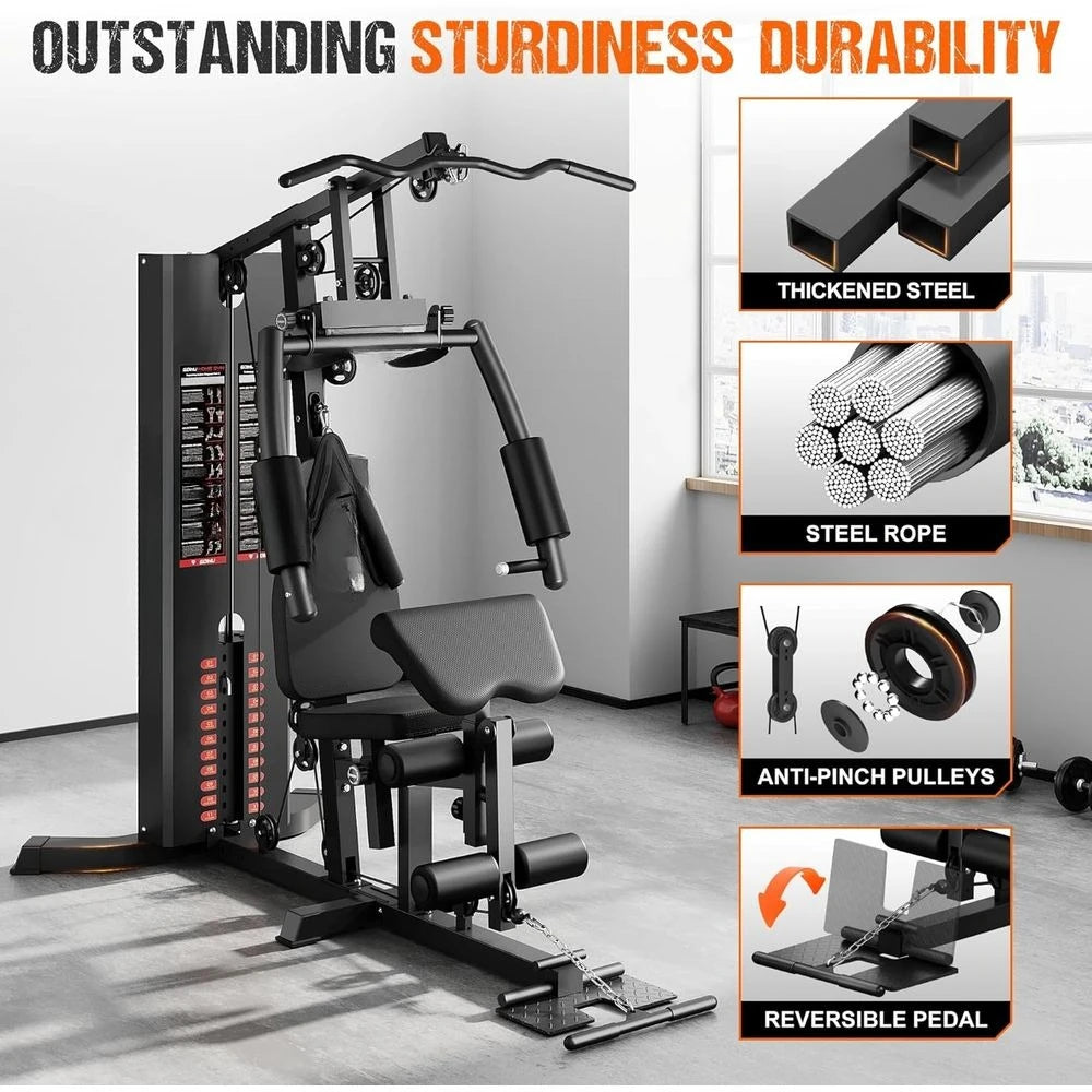Multifunctional Home Gym Equipment 140LBS Weight Stack Pulley System Full Body Strength Training, Customized
