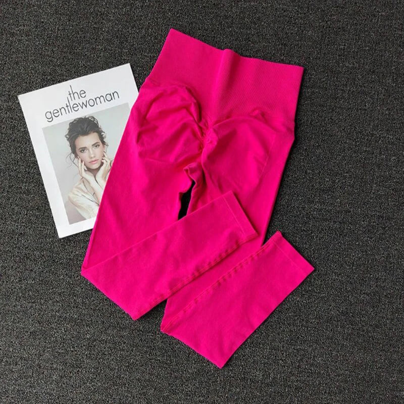 Seamless High Waisted Leggings Sport Through Yoga Hip Lifting Gym Running Quick Dry Pants Scrunch Butt Pants