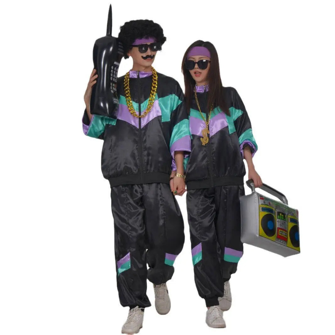 Mens 80s 90s Shell Suit Costume Adult Sports  Neon  Dress Outfit   cosplay costumes  anime cosplay