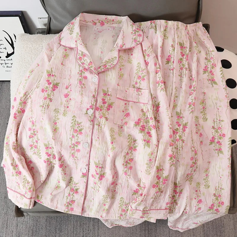 Autumn and Winter New Women's Pajamas Homewear Suit Cloud Cotton Cute Girls Loose Leisure Homewear Spring and Autumn Clothing