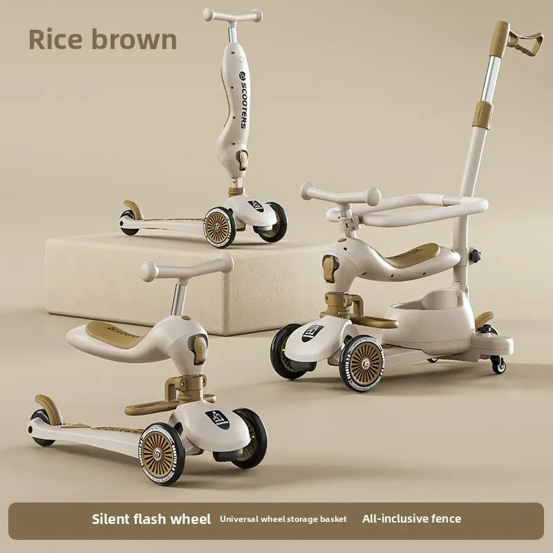 Scooter Voor Kinderen Vouwen 3 Wiel Skateboard Driewieler Baby Draagbare Kinderwagen Hoverboard Speelt Muziek Balans Multimodaal