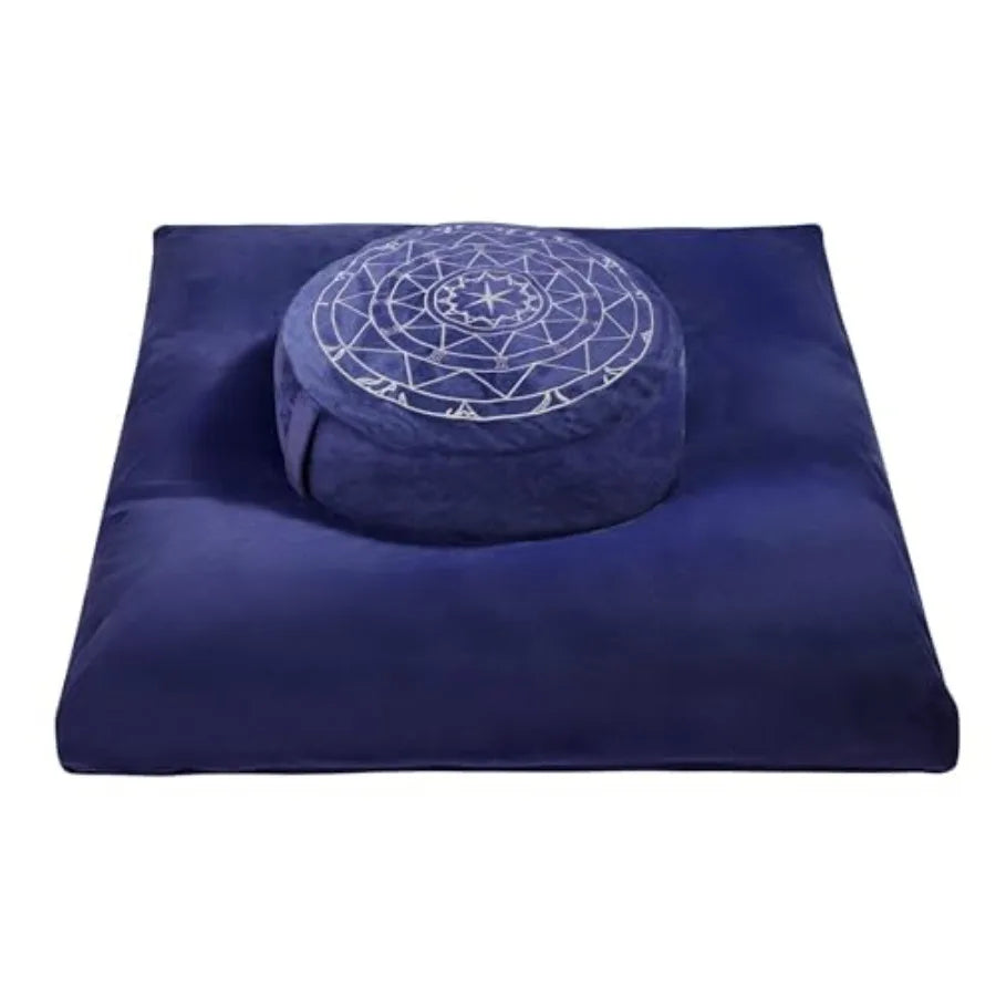 Zafu and Zabuton Meditation Cushion Set - Buckwheat Hull and Memory Foam Pillows Ergonomic Support for Yoga Mindfulness - Organ