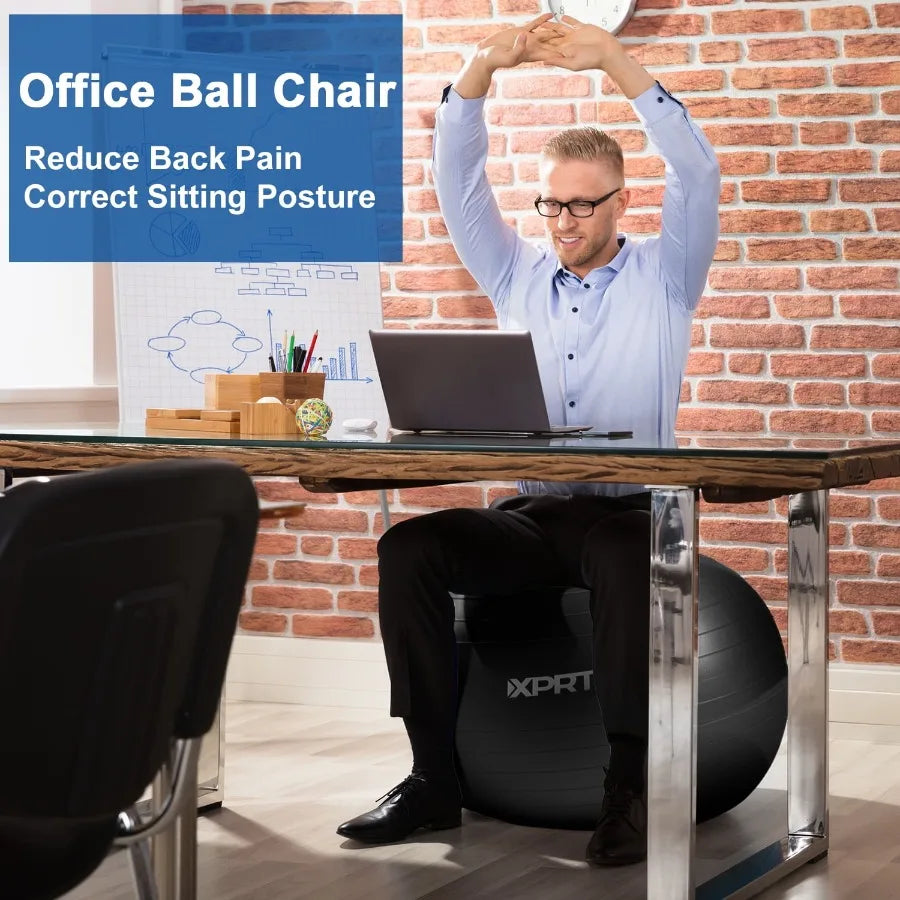 Exercise and Workout Ball Yoga Ball Chair Great for Fitness Balance and Stability Extra-Thick with Quick Pump 55 cm