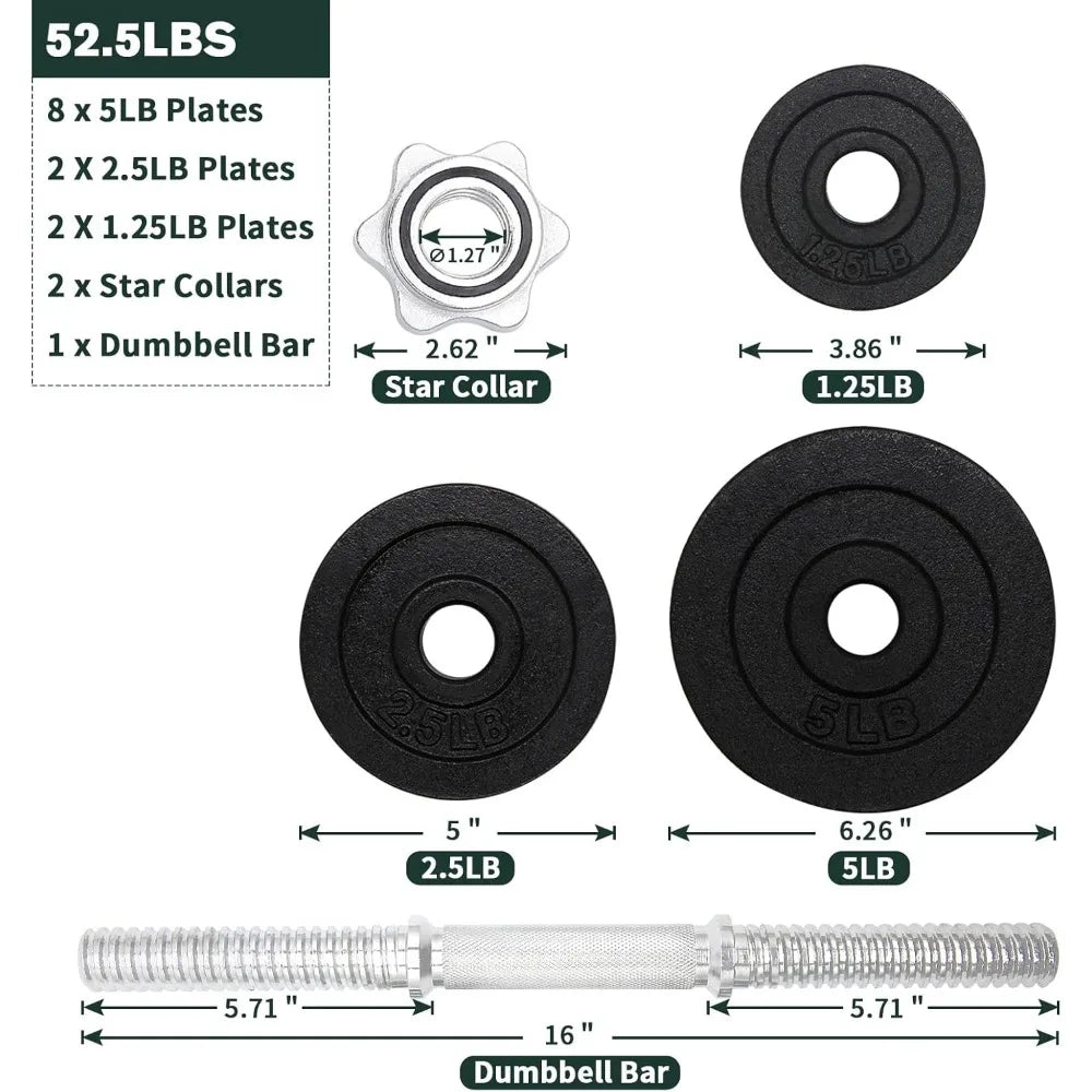 105lbs Adjustable Dumbbell Set One Pair of Adjustable Dumbbells Kits - 105 Lbs (52.5lbs X 2pc)