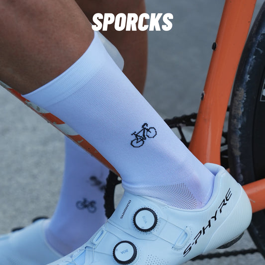 Sporcks Bicycle Pattern Cycling Socks Spring and Summer Men's and Women's Road Cycling Sports Trendy Breathable High-Elastic Wear-Resistant Mid-Calf Socks