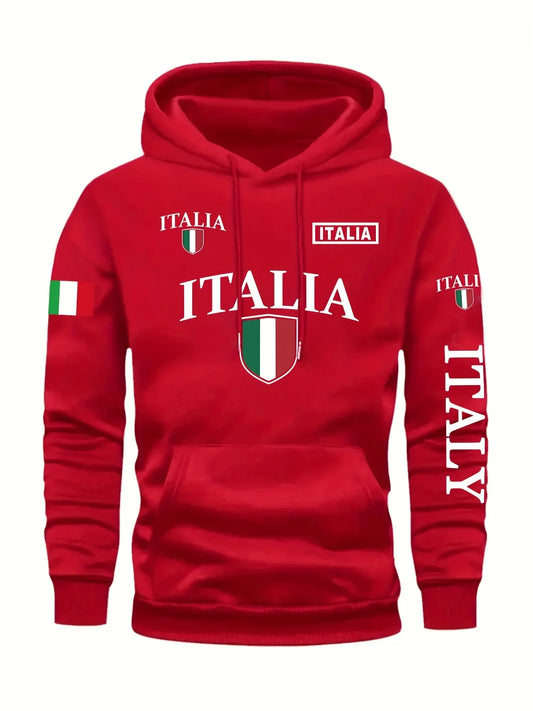Autumn/Winter New Style - Italian Flag Letter Print Men's/Women's Hooded Sweatshirt - Warmth and Comfortable Sportswear