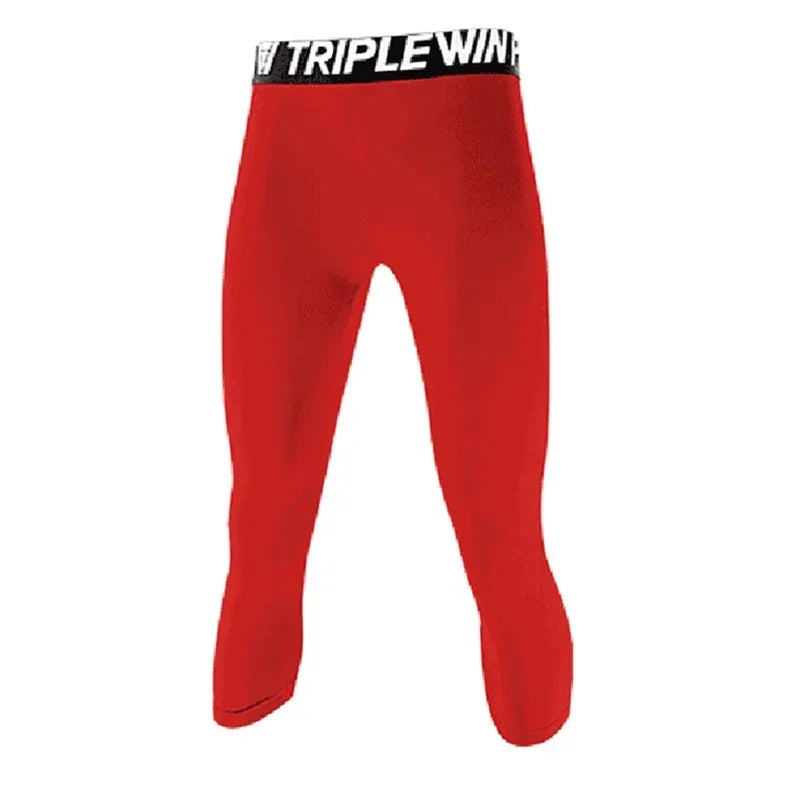 Men GYM Capri Running Tights Pants Kid Children Basketball Football Soccer Fitness Exercise Sport 3/4 Cropped Legging Shorts J12