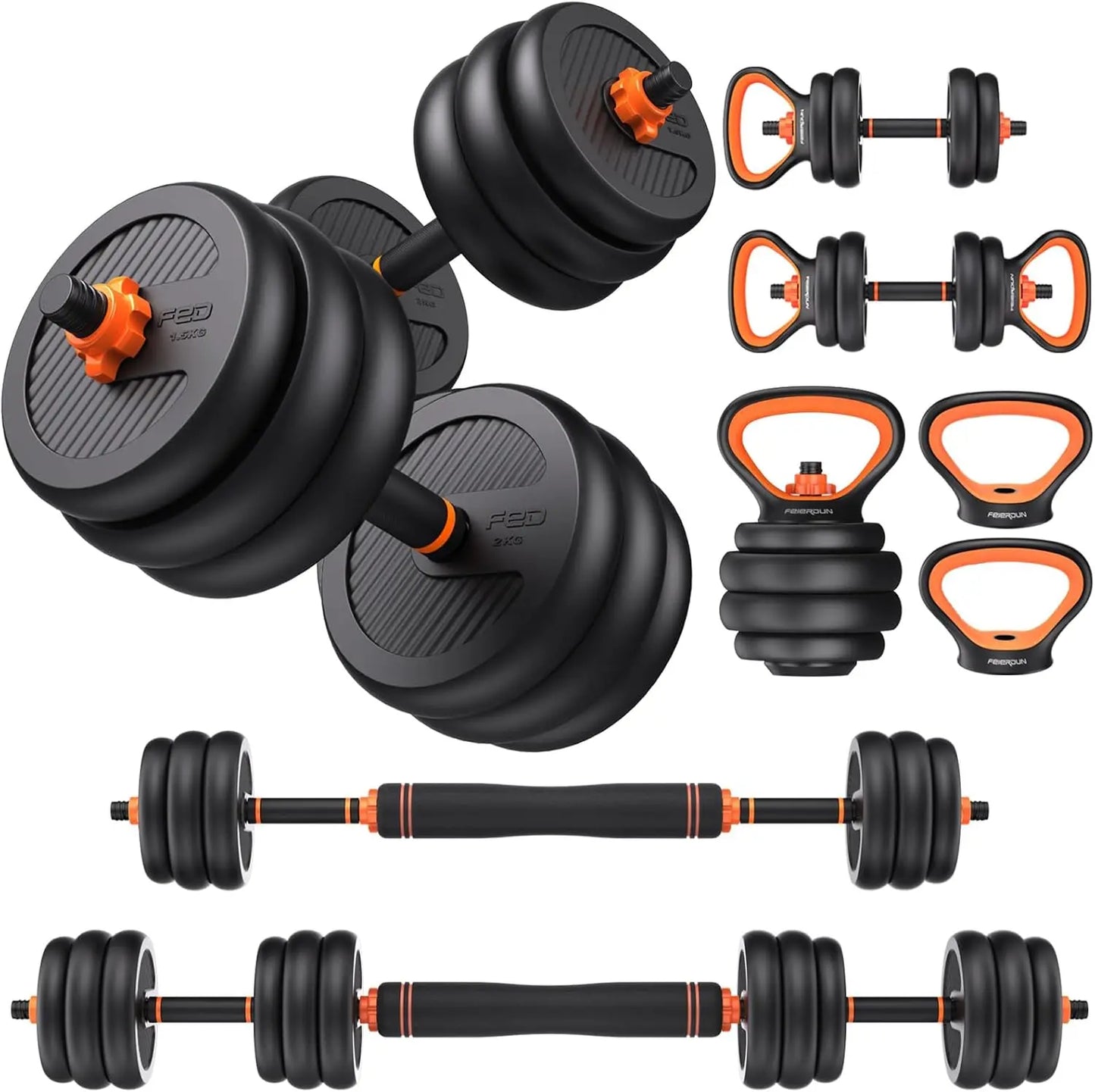 Adjustable Dumbbells, 20/30/40/45/70/90lbs Free Weight Set with Connector, 5 in1 Dumbbells Set Used as Barbell, Kettlebells, Pus