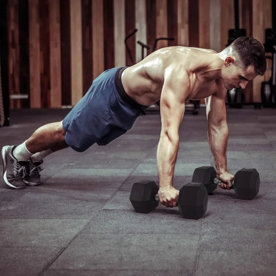 1 Pair 2Pcs 3085LB Rubber Coated Cast Iron Hex Dumbbells for Home Gym Workout Adjustable Weight Training Set with NonSlip Grip