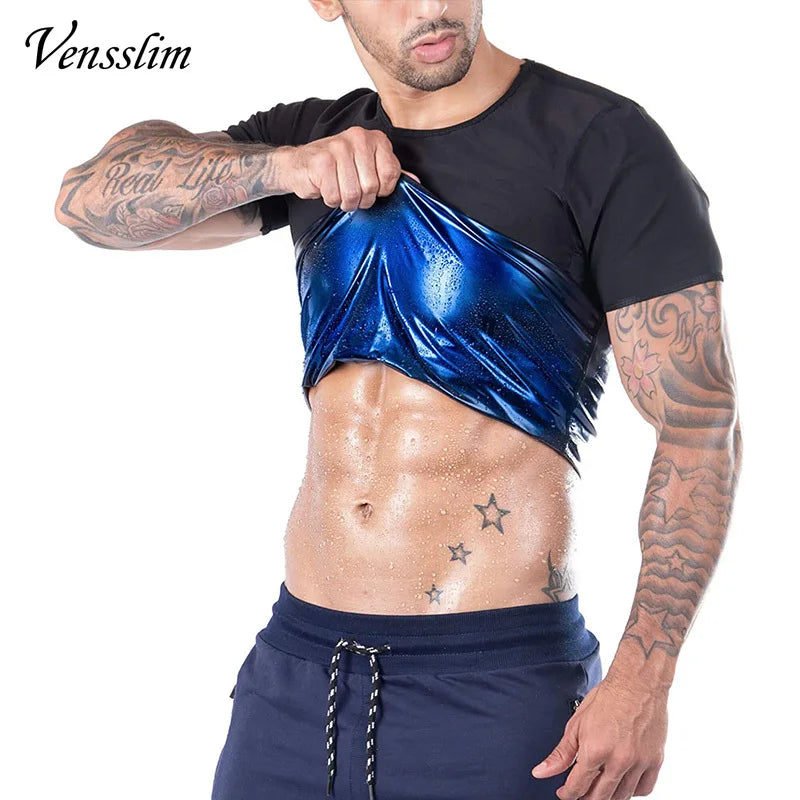Vensslim Men’s Sauna Suit Sweat Heat Trapping Workout Fat Burner Vest Slimming Body Shaper Tank Top Waist Trainer Fitness Corset