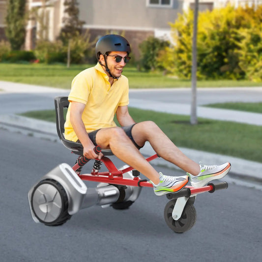 Hoverboard Go Kart Seat with Rear Shock Absorption, Adjustable Balancing Scooter