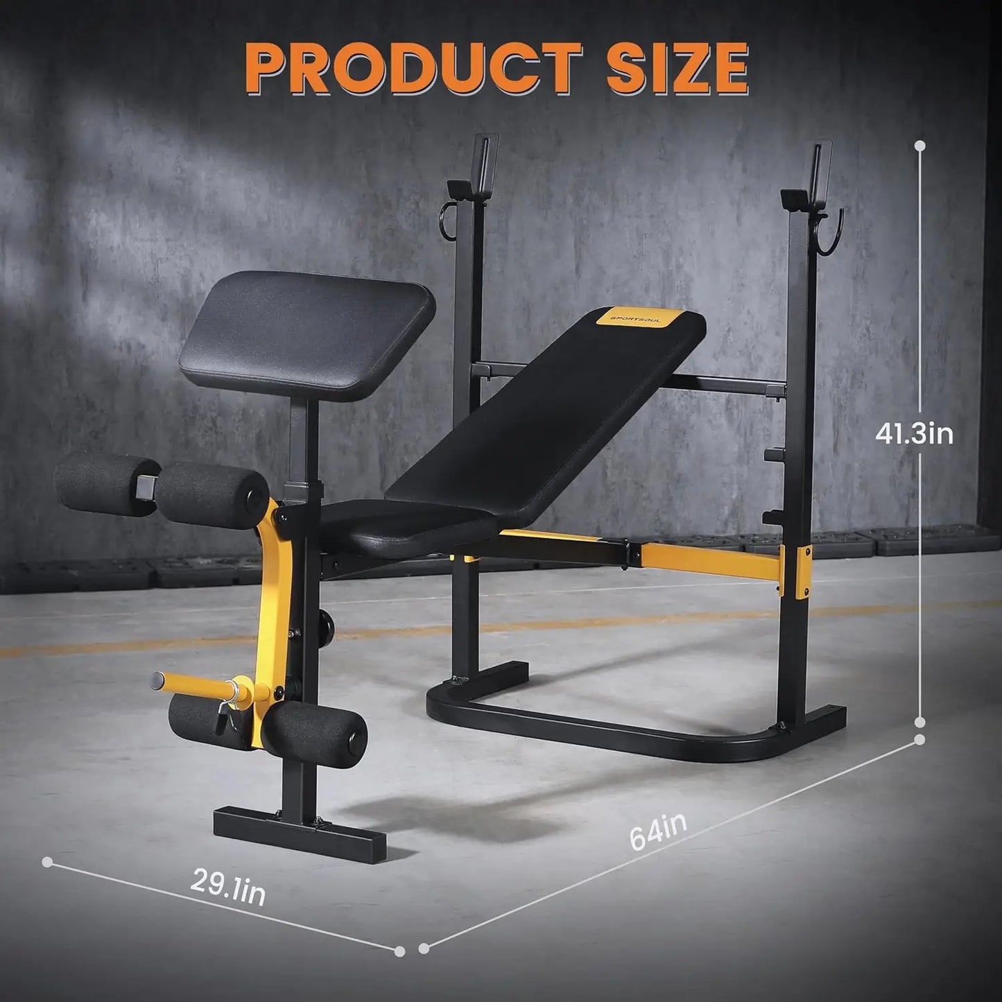 Adjustable Weight Bench Press Set with Squat Rack Dual Function Leg Exercises Preacher Curl Rack Pad Strength Training for Home