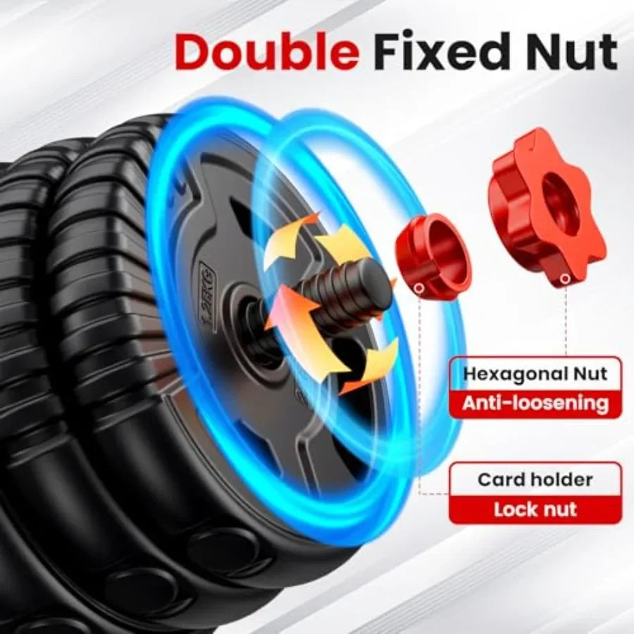 Adjustable Dumbbell Set 22/33/45/70/90lbs Free Weight Set with Connector 5-in-1 Dumbbell Set for Barbells Kettlebells Push up S