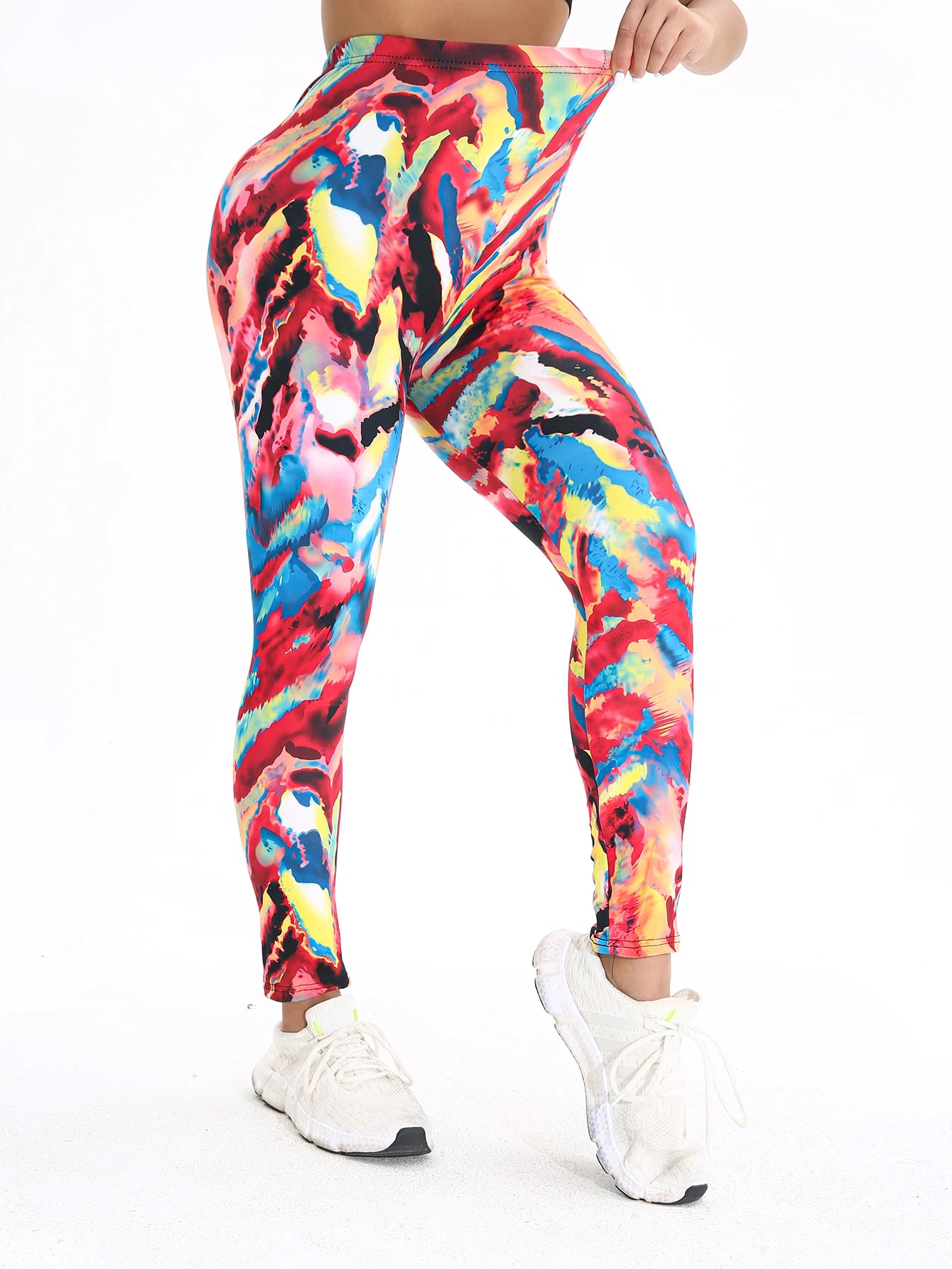 Autumn Winter 1PACK Women's Woolen Dreamy Tie Dyeing Sexy Tight Legging Casual Sports Elegant Fitness Yoga Pants