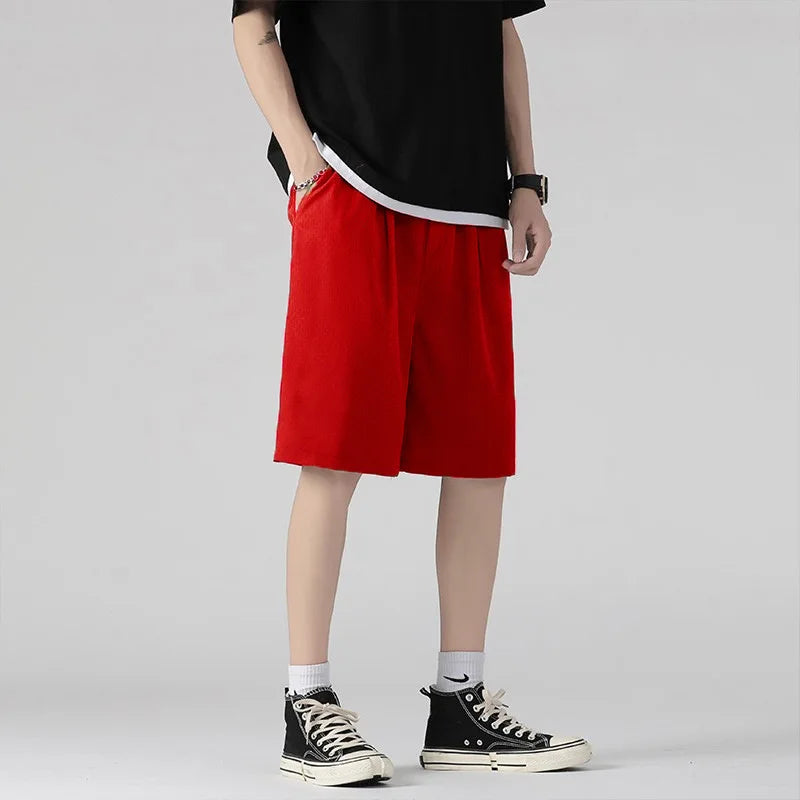 Summer Men'S Large Size Casual Shorts Beach Pants Running Sport Straight Short Pants Male Thin Sweatpant Leisure Loose Shorts
