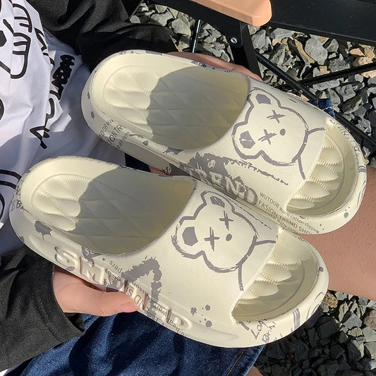 Indoor slippers for women at home, suitable for all seasons, fashionable for street walks, couple slippers for men