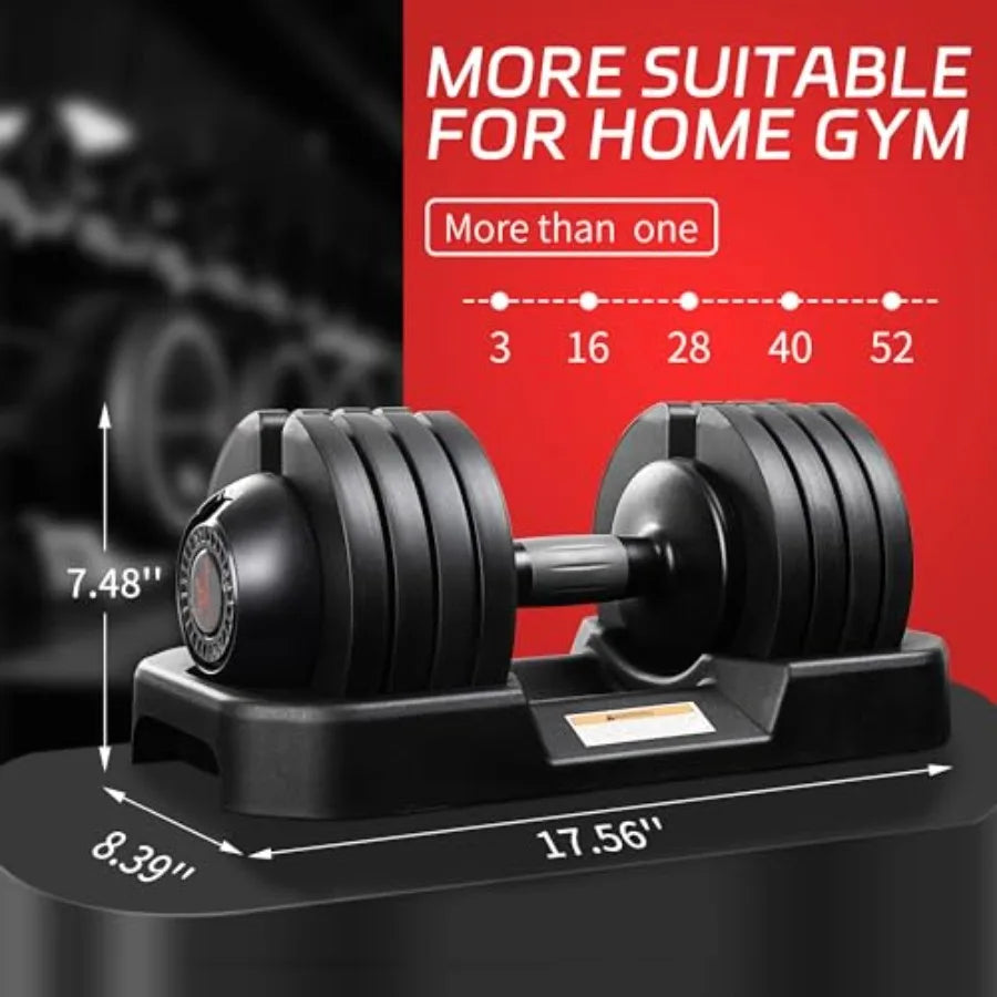Adjustable Dumbbells Set of 2 for Home Gym Strength Training 52 lbs Pair Adjustable Free Weights for Men and Women Compact Fitn