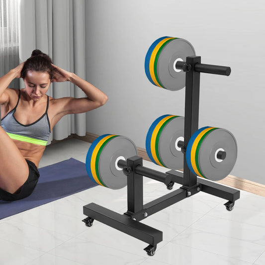 500kg/1102.3lbs  Weight Plate Rack Tree, Weight Plate Storage with Universial Wheels 2mm/0.08in Thickness