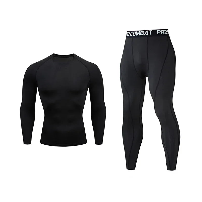 Men Compression Running Set Quick Dry Gym Sport Sweatsuit Man Long Sleeve Jogging Training Suit Fitness Tracksuit Gym Clothing