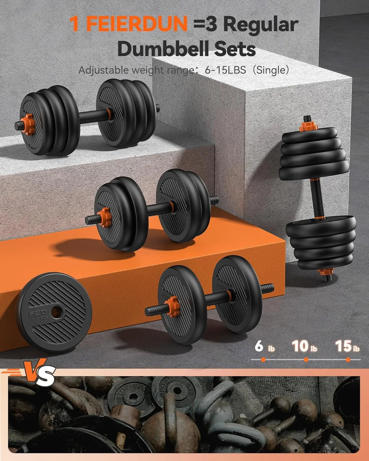 Adjustable Dumbbells, 20/30/40/45/70/90lbs Free Weight Set with Connector, 5 in1 Dumbbells Set Used as Barbell, Kettlebells, Pus
