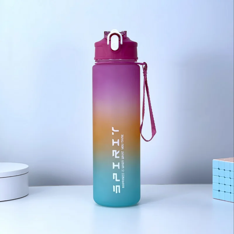 Sports Water Bottle with Time-Tracking Straw Leak Proof Locking Flip Cover for Easy Carry Ideal for Outdoor Adventures