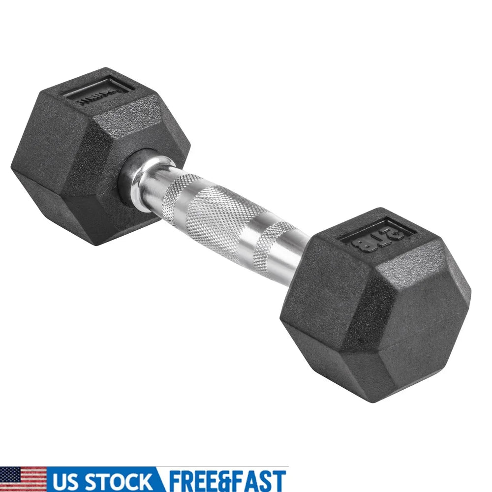 Hex Dumbbell 5lbs Rubber Coated Ergonomic Handle Weight Training Home Gym Equipment Strength Training Fitness