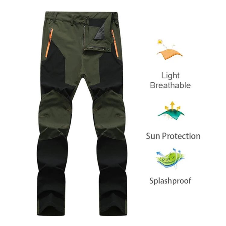 TRVLWEGO Men Summer Hiking Pants Camping Trousers Wear-resistant Water Splash Prevention Quick Dry UV Resistant Elastic Thin