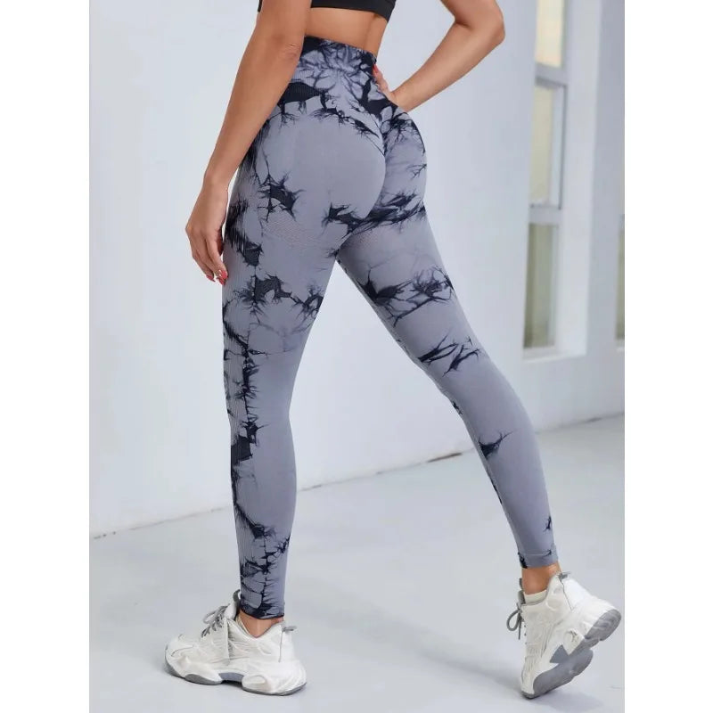 Tie Dye Yoga Leggings Sport Tights Women Seamless High Waist Push Up Butt Woman Leggings Fitness Workout Leggins Gym Clothing