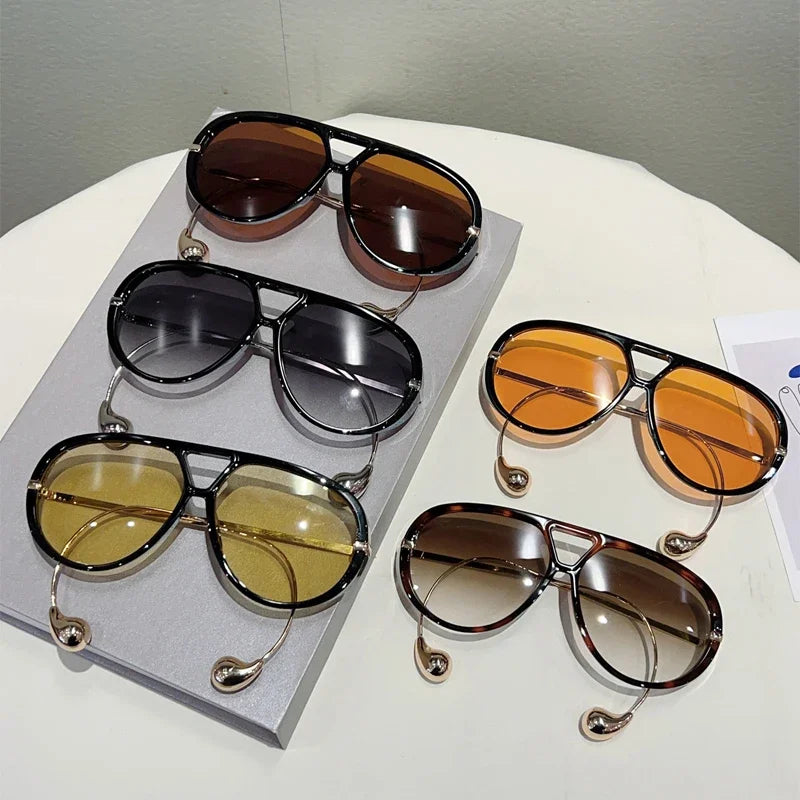 GM LUMIAS Oversized Pilot Sunglasses New in Fashion Double Bridge Gradient Sun Glasses Women Trendy Luxury Brand Design Shades