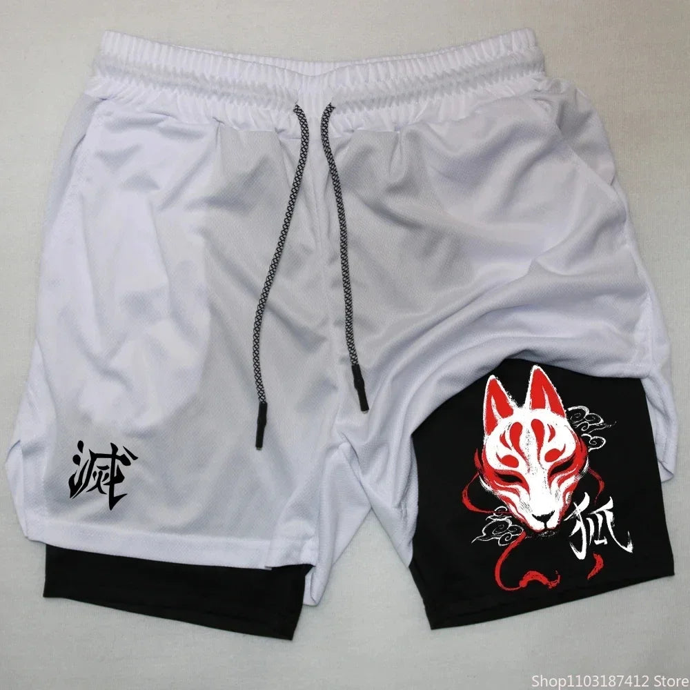 Outdoor Jogging Fitness Shorts Men's Printed Performance Double Layer Shorts Gym Workout Training Pants M-3xl