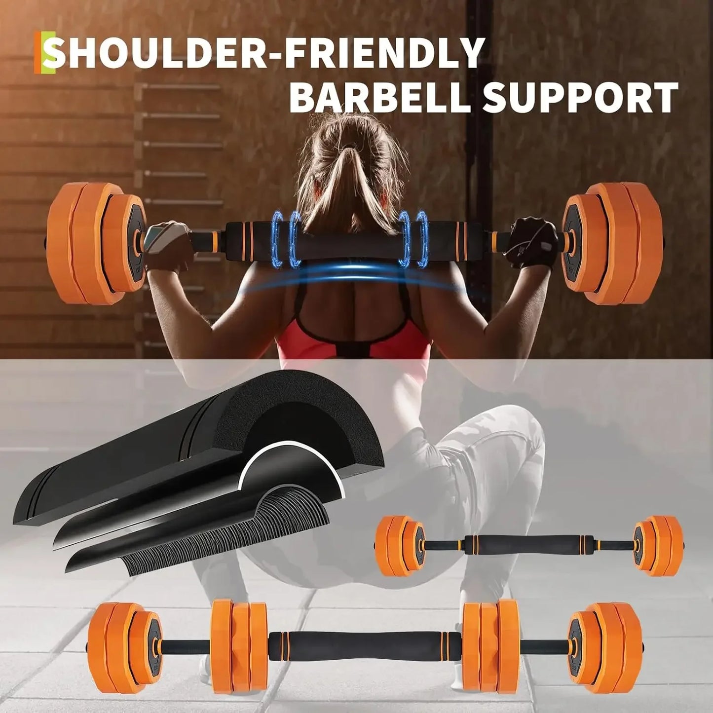 Garvee Combines Dumbbells Kettlebell Barbell Push-Up Stands, 4-in-1 Adjustable Dumbbell Set, 44 LBS Multifunctional Home Gym Weights Full Body Strength Training Equipment Orange