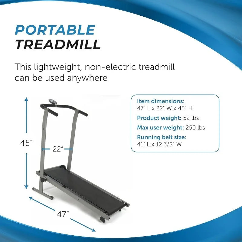 Stamina Inmotion T900 Manual Treadmill Foldable Fitness Treadmill with Smart Workout App Non-Motorized Treadmill