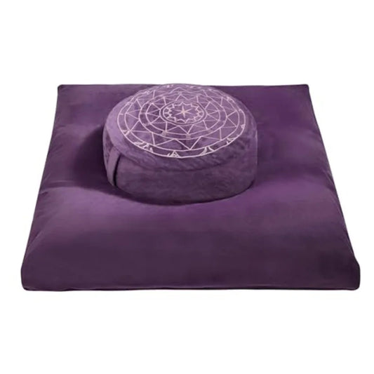 Zafu and Zabuton Meditation Cushion Set - Buckwheat Hull and Memory Foam Pillows Ergonomic Support for Yoga Mindfulness - Organ