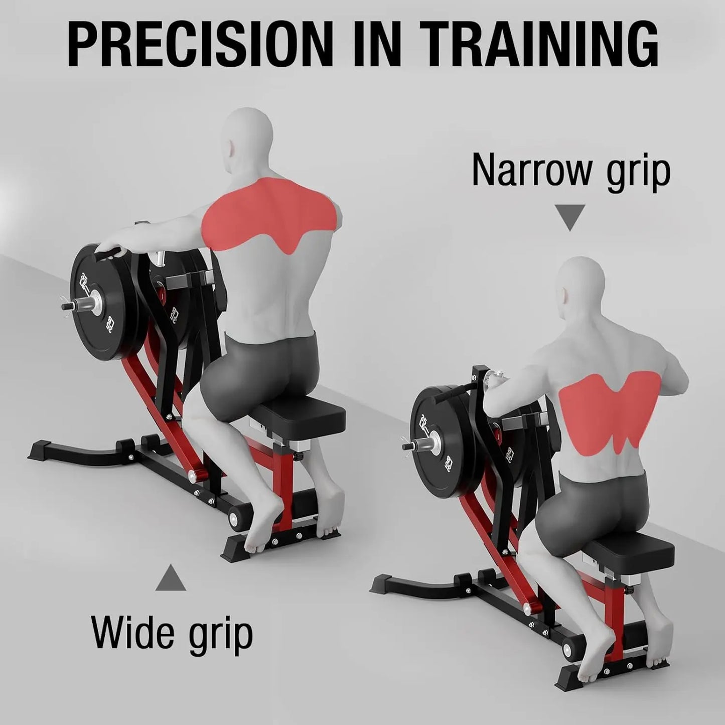 Plate Loaded Seated Row Machine for Home Gym, 400LB Capacity, Independent Arms & Adjustable Seat for Full Back, Customized