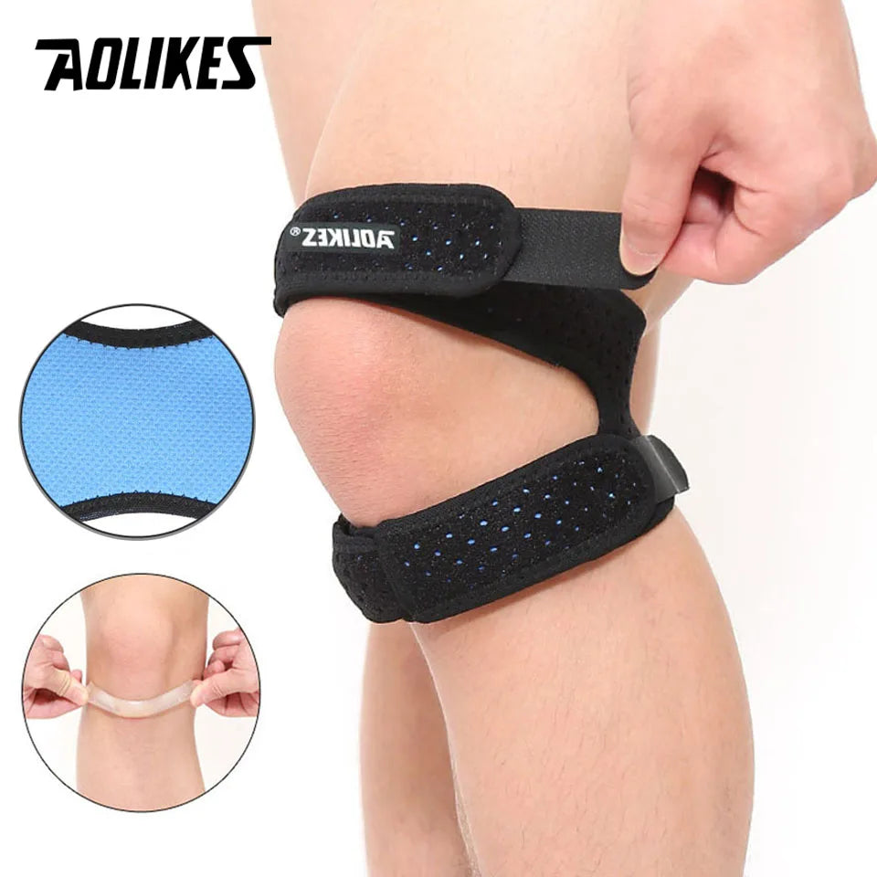 AOLIKES 1PCS Dual Patella Knee Straps,Knee Brace Patella Stabilizer for Knee Pain Relief Running Tennis Arthritis Tendonitis
