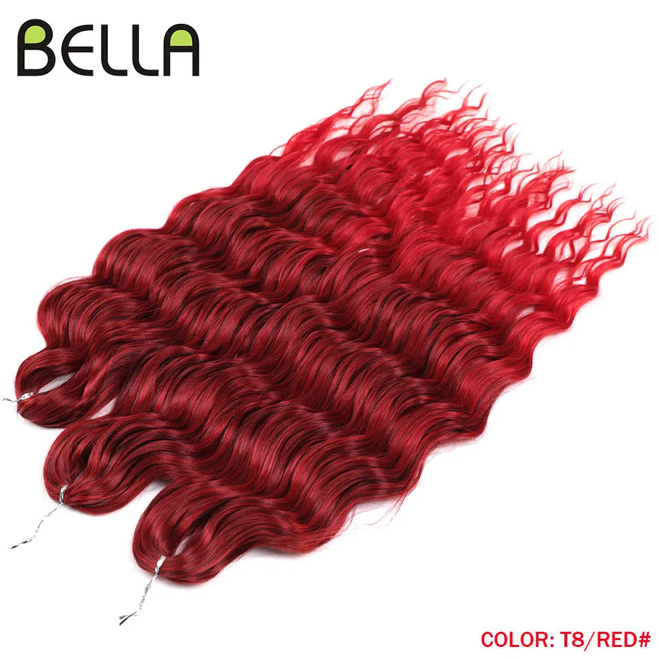 FASHION IDOL 24" 3pcs Deep Wave Curl Hair Synthetic Water Wave Braiding Hair Extensions Ombre Rainbow color Twist Crochet Hair