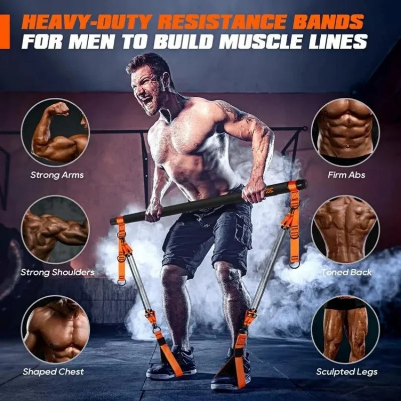 Resistance Band Home Pilates Set with Resistance Bar Bands All-in-One Strength Training Kit for Full Body Workout