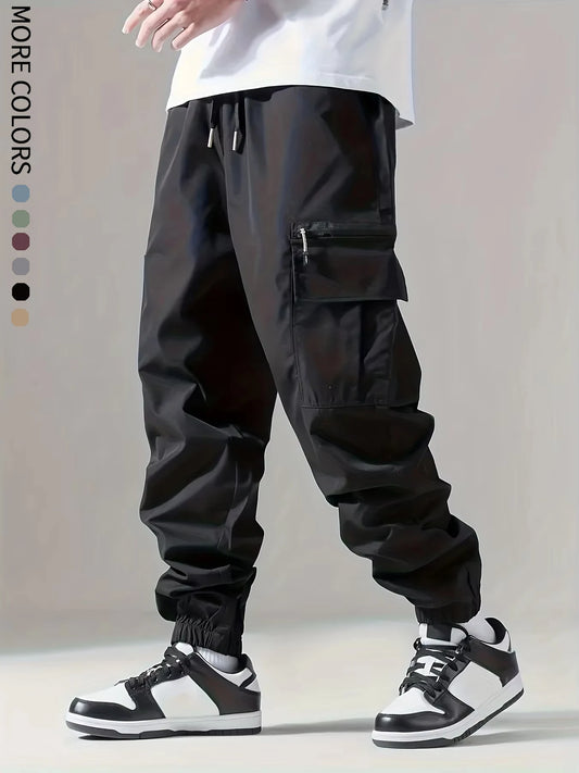 Men's Cargo Pants, Thin Trousers, Comfortable and Breathable, Outdoor Casual, Wearable, Running, Cycling, Multi-pocket 004