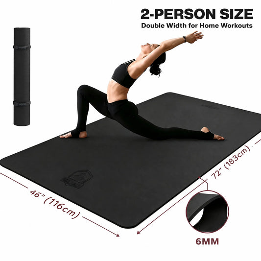 HAPBEAR Extra Large Yoga Mat for Women, 6mm/8mm Thick TPE Eco Friendly Non Slip Wide Exercise Mat for Pilates Home Gym Workout