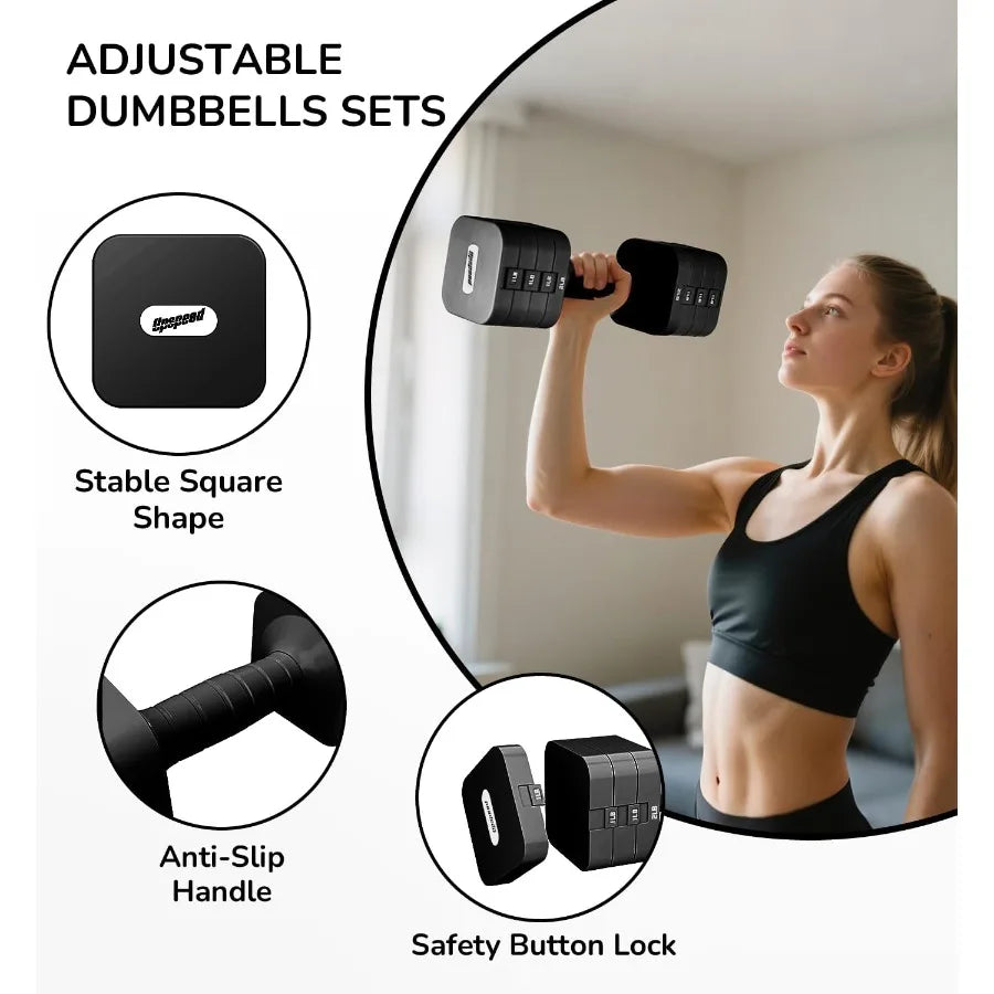 Adjustable Dumbbell Set for Women and Men 16LB 20LB Hand Weights Dumbbells Sets for Home Gym Workout Strength Training Equipmen