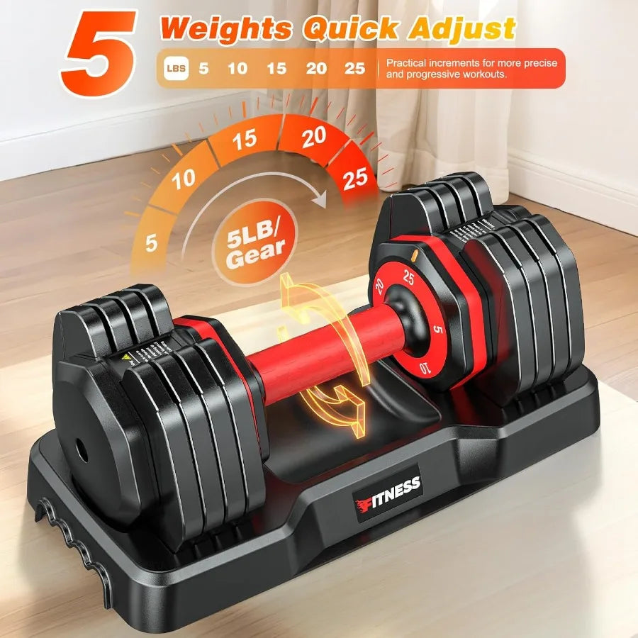 XDDIAS Adjustable Dumbbell Set of 2 with Fast Adjust Weights for Home Gym 25/55/80LB Capacity 5/10/16 in 1 Free Weights Dumbbel