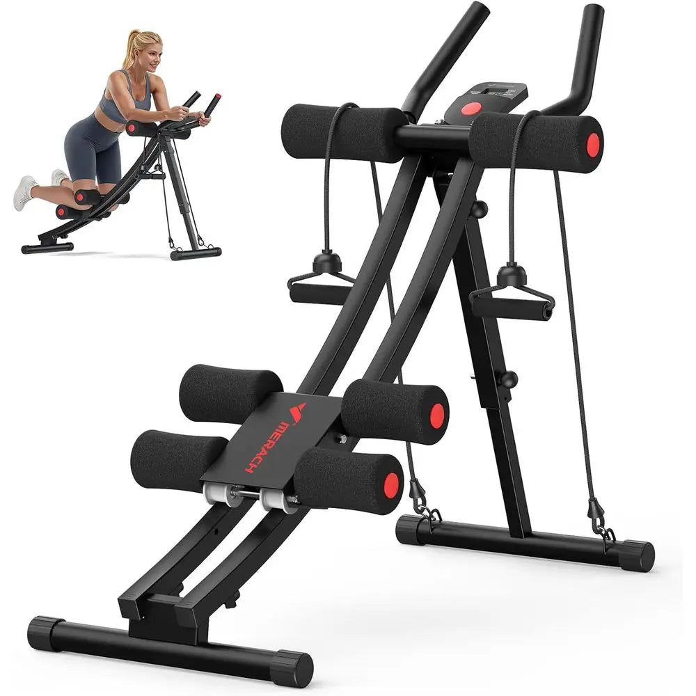 Dual Track Ab hine, Adjustable Ab Trainer hine, Ab Workout Equipment or Home Gym, Ergonomic Arc Track or Better Abs, oldable Wor