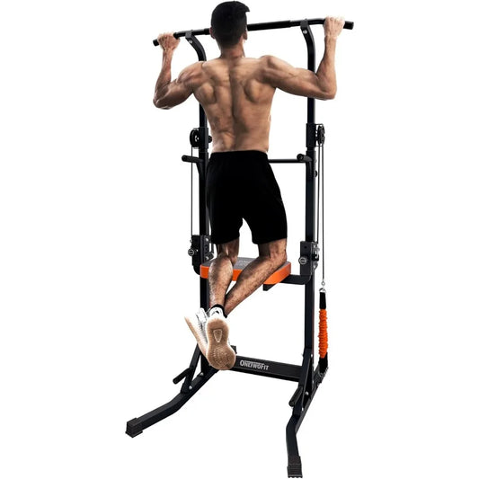 Power Tower Pull Up Bar Station Assistive Trainer, Multi-Function Adjustable Height Dip Station for Home Gym Workout, Strength T