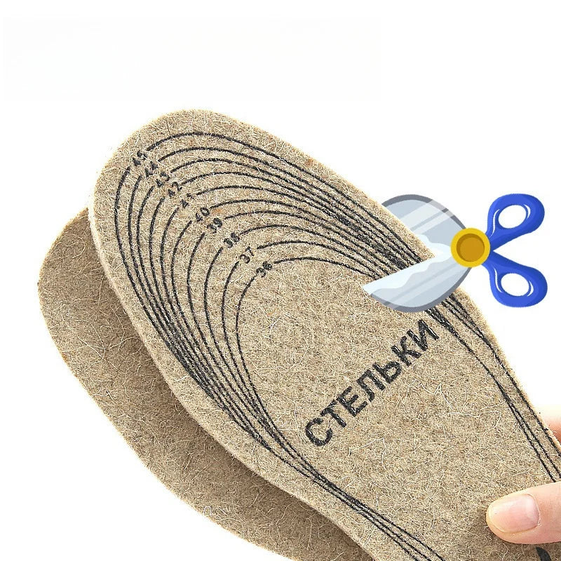 Wool Felt Insoles For Shoes Men Women Warm Shock-absorbing Insoles Shoes Pad Inlegzolen Heren Plantillas Adhesivas Para Zapatos
